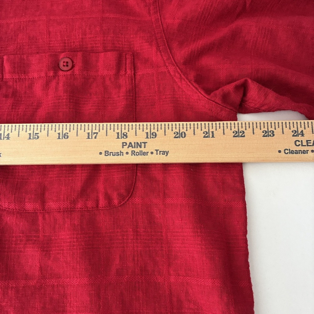 Saddlebred Washable Linen Blend Shirt Red Size M Short Sleeve Button Down Resort - Picture 4 of 7